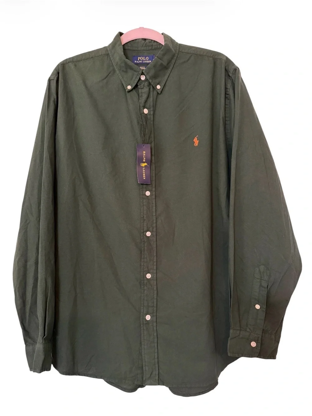 Polo Ralph Lauren Dark Green Button-Down Oxford Slim Fit Stretch Shirt 2XL NWT